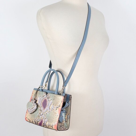 Kate Spade Spencer Snake Embossed Blue handbag bag Satchel - Picture 1 of 13